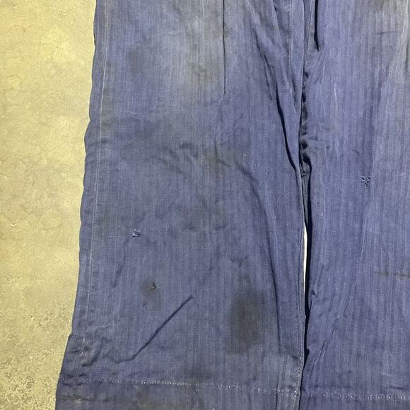 Vintage 40s Hart Blue HBT Striped Workwear Pants 36x32 - Picture 2 of 10